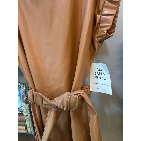 INCLAN STUDIO Millie Faux Leather Mini Dress TAN BROWN Butterscotch Womens Size - Picture 7 of 9